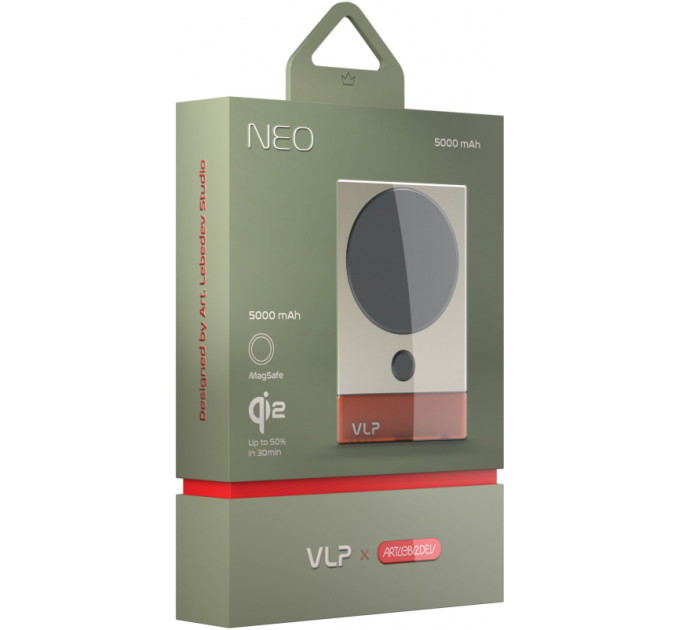 Внешний аккумулятор VLP NEO MagSafe, Qi2, 5000 mAh, 3A, USB-C, серый