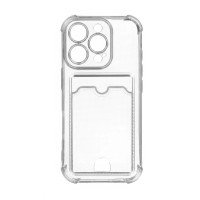 Чехол с визитницей для Apple iPhone 16 Pro силикон, прозрачный