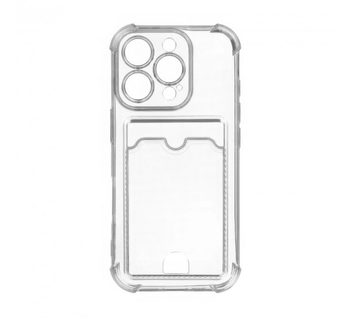 Чехол с визитницей для Apple iPhone 16 Pro силикон, прозрачный