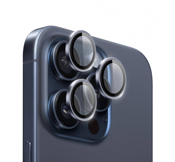 Защитное стекло для задней камеры iPhone 15 Pro Max Black WIWU