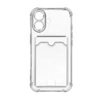 Чехол  с визитницей для Apple iPhone 16  силикон, прозрачный