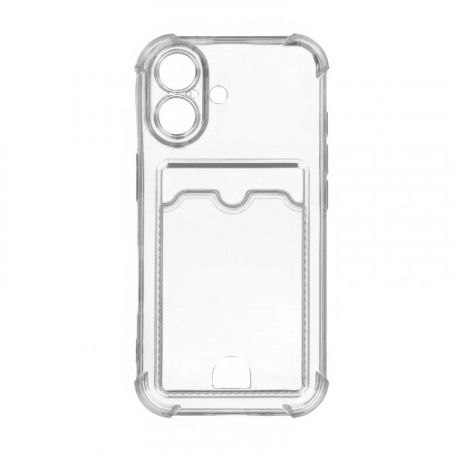 Чехол  с визитницей для Apple iPhone 16  силикон, прозрачный