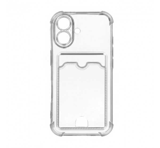 Чехол  с визитницей для Apple iPhone 16  силикон, прозрачный