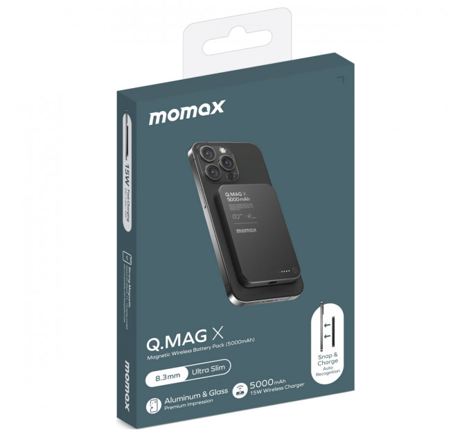Power Bank Momax Q.MAG X 5000mAh Magnetic, Black