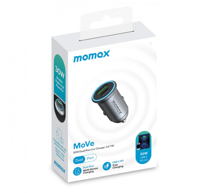 АЗУ Momax UС18 30W 1U+1C, Gray