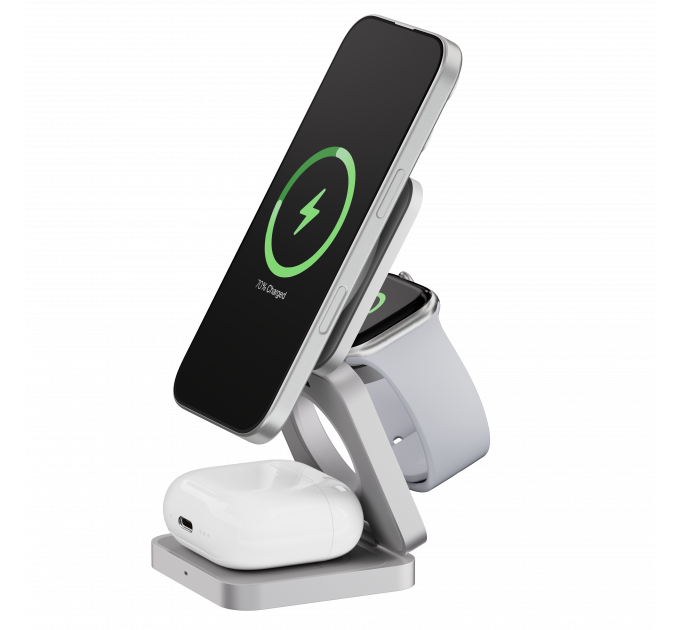 Беспроводное зарядное устройство uBear Balance Ultra, 3-в-1, с поддержкой MagSafe, Qi2